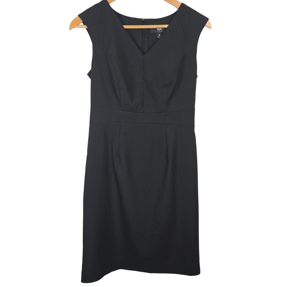 Mossimo Black V-Neck Sleeveless Stretch Sheath Dress Size 4‎ Lined Career LBD